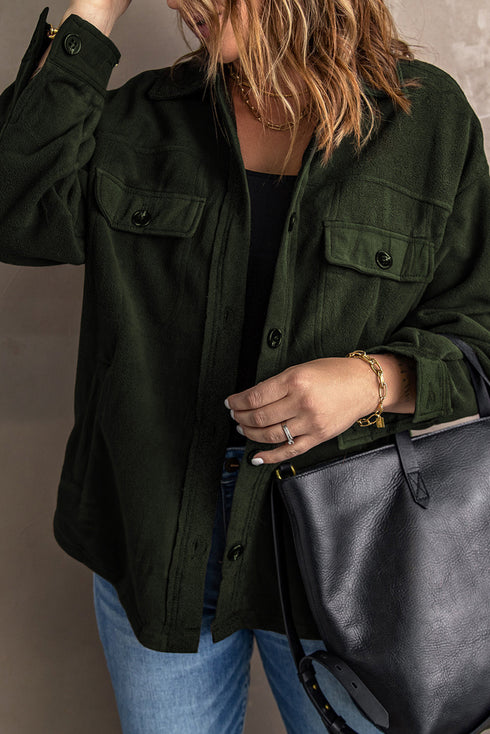 Turn Down Collar Buttoned Shirt Jacket